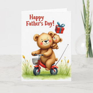 Cartão Bear Fathers Day Pedaling Card