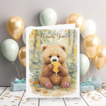Bear Themed Thank You Note for Baby Shower Gifts