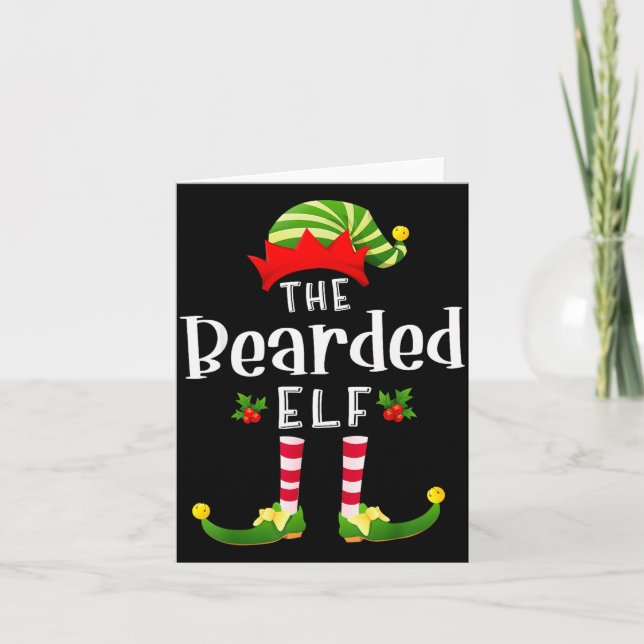 Cartão Bearded Christmas Elf Matching Pajama X-mas Party  (Frente)