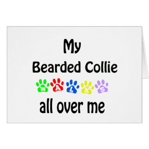 Cartão Bearded Collie Walks Design
