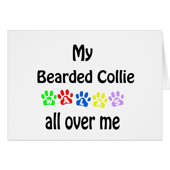 Cartão Bearded Collie Walks Design (Frente Horizontal)
