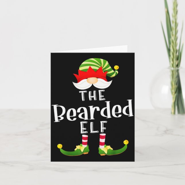 Cartão Bearded Elf Group Christmas Funny Pajama Party  (Frente)