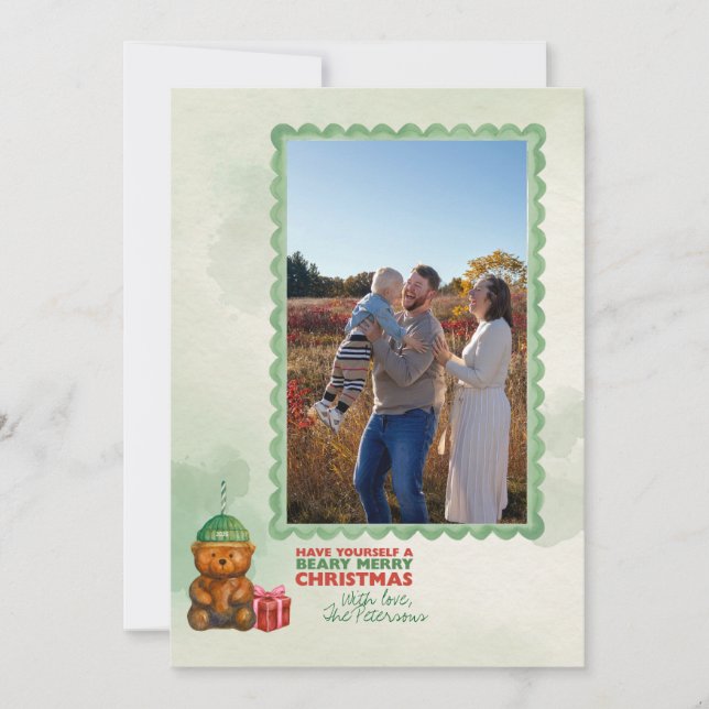 Cartão Bearista Coffee Bear "Beary Merry Christmas" Card (Frente)