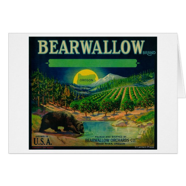 Cartão Bearwallow Apple Crate LabelHood River, OR (Frente Horizontal)