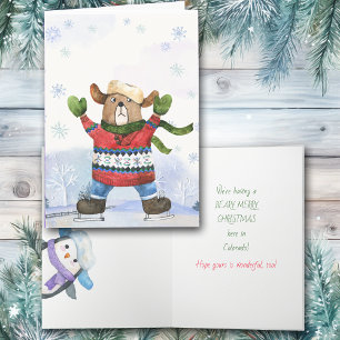 Cartão Beary Feliz Colorado Natal