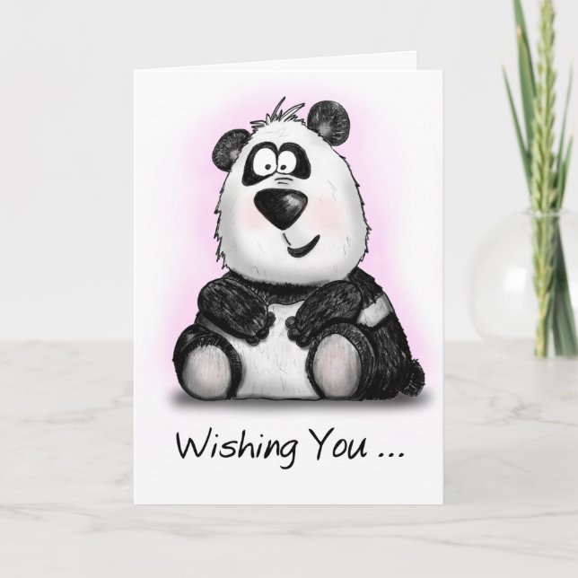 Cartão Beary Happy Birthday Cartoon Panda Card (Frente)
