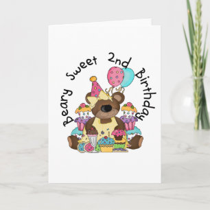 Cartão Beary Sweet segundos aniversários T-shirts e prese