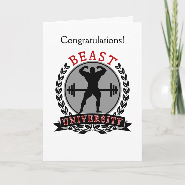Cartão Beast University Bodybuilding Congratulations Card (Frente)