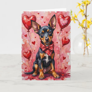 Cartão Beauceron Valentine Cachorro Sentado com Corações