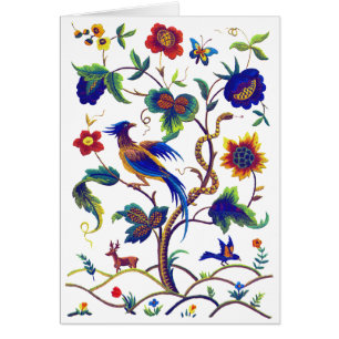 Cartão Beautful Jacobean Bird of Paradise Embroiderme