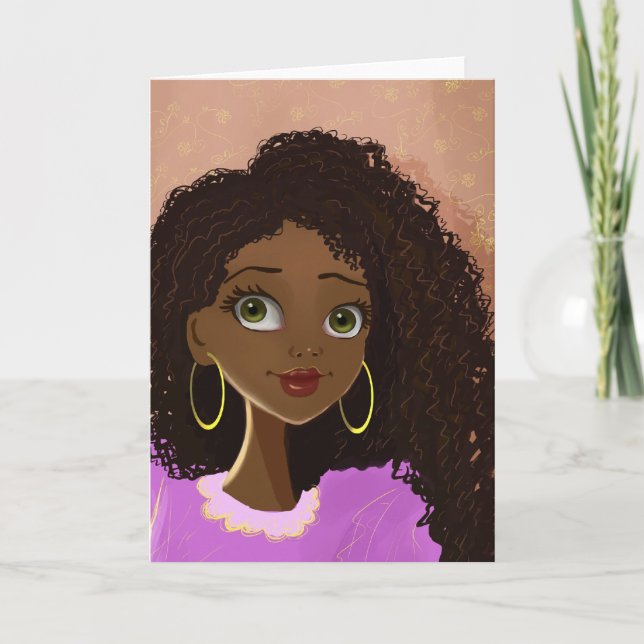 Cartão beautiful black woman Greeting Card (Frente)