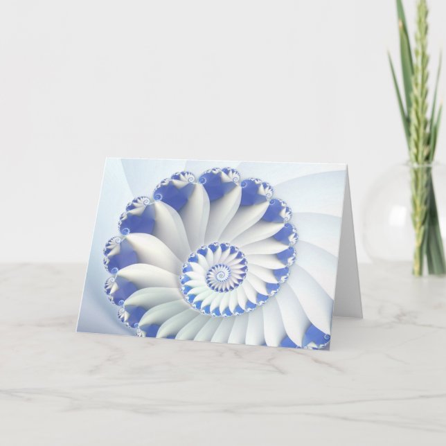 Cartão Beautiful Blue & White Sea Shell Fine Fractal Art (Frente)