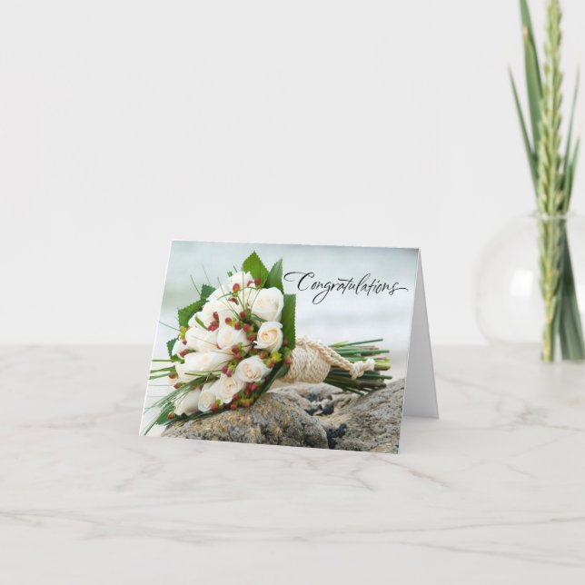 Cartão Beautiful Bouquet Wedding Card (Frente)