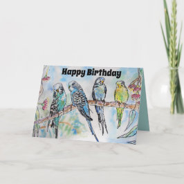 Cartão Beautiful Budgies Budgerigars and Gum Blossom Card