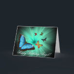 Cartão Beautiful Butterfly Journey Happy Birthday Card<br><div class="desc">A Butterflys Journey Greeting Card</div>