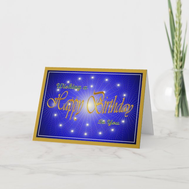 Cartão Beautiful candles in blue and gold birthday (Frente)