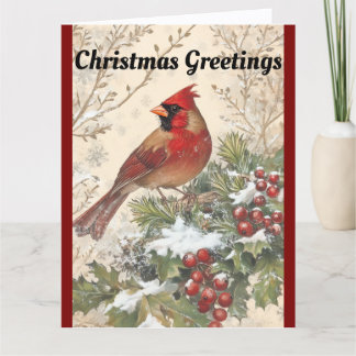 Cartão Beautiful Cardinal Christmas Greeting Card