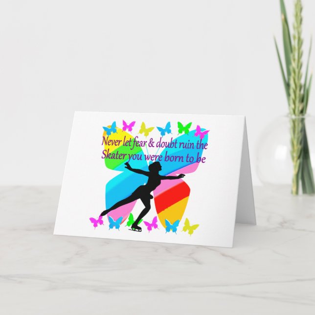 CARTÃO BEAUTIFUL FIGURE SKATER INSPIRATIONAL QUOTE DESIGN (Frente)