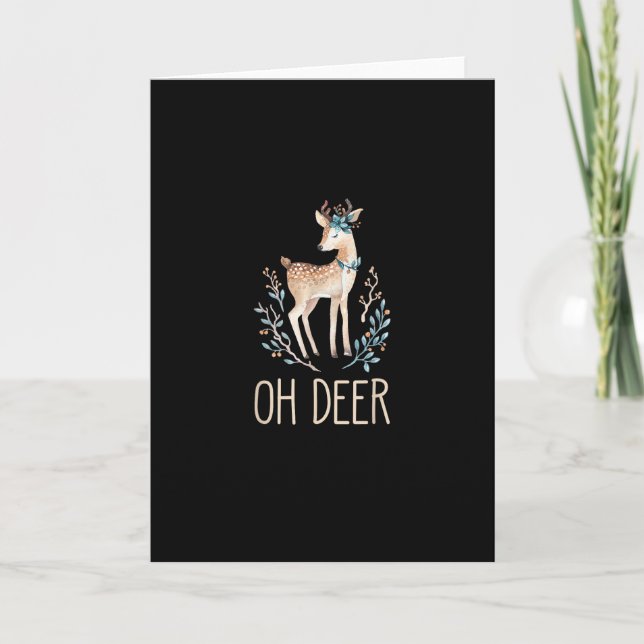 Cartão Beautiful Funny Deer Oh Deer Modern Design (Frente)