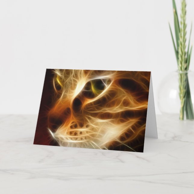 Cartão Beautiful Ghostly Fire Cat (Frente)