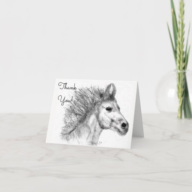 Cartão Beautiful Horse Pencil Sketch Greeting Card (Frente)
