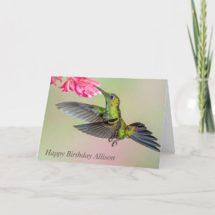 Cartão Beautiful Hummingbird Personalized Happy Birthday