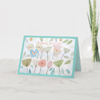 Beautiful Modern Butterfly Flowers Birthday Card