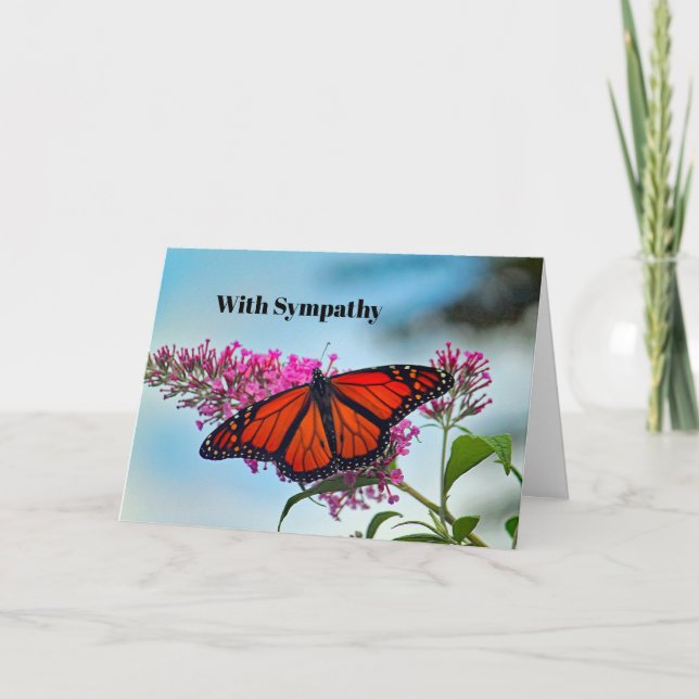 Cartão Beautiful Monarch Butterfly Photo Sympathy (Frente)