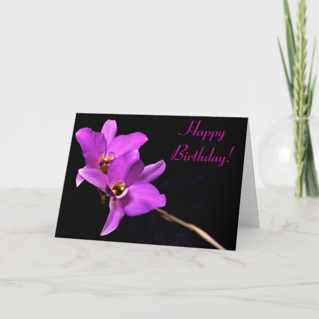 Cartão Beautiful Orchid Happy Birthday Card (Frente)