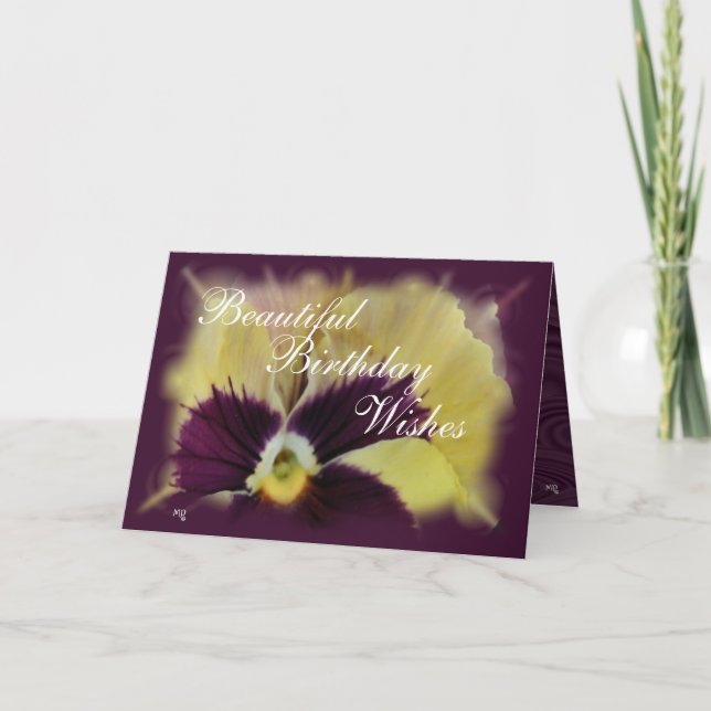 Cartão Beautiful Pansy-customize any occasion (Frente)
