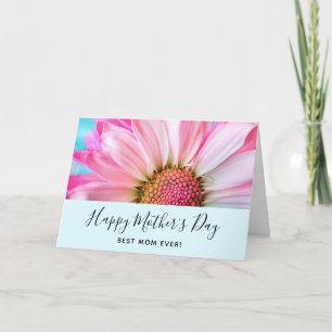 Cartão Beautiful Pink Flower Close Up Photo Mother's Day
