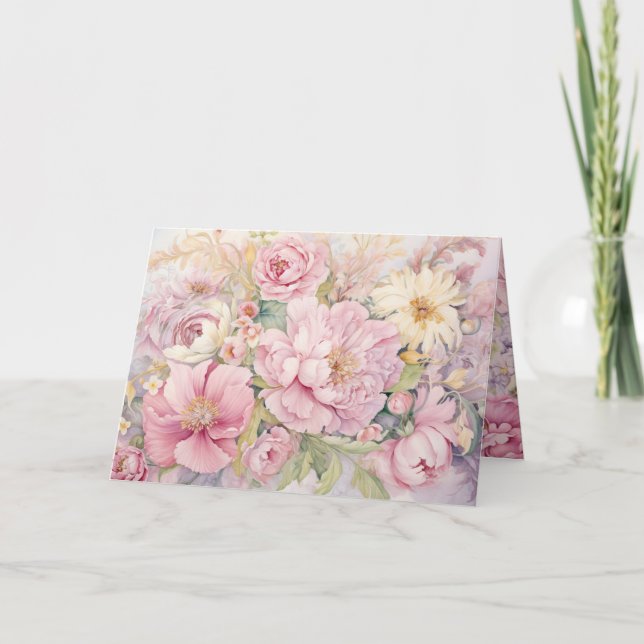 Cartão Beautiful pink peonies folded greeting card (Frente)