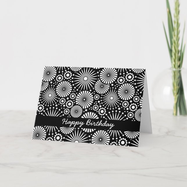 Cartão Beautiful retro black and white Birthday Card (Frente)