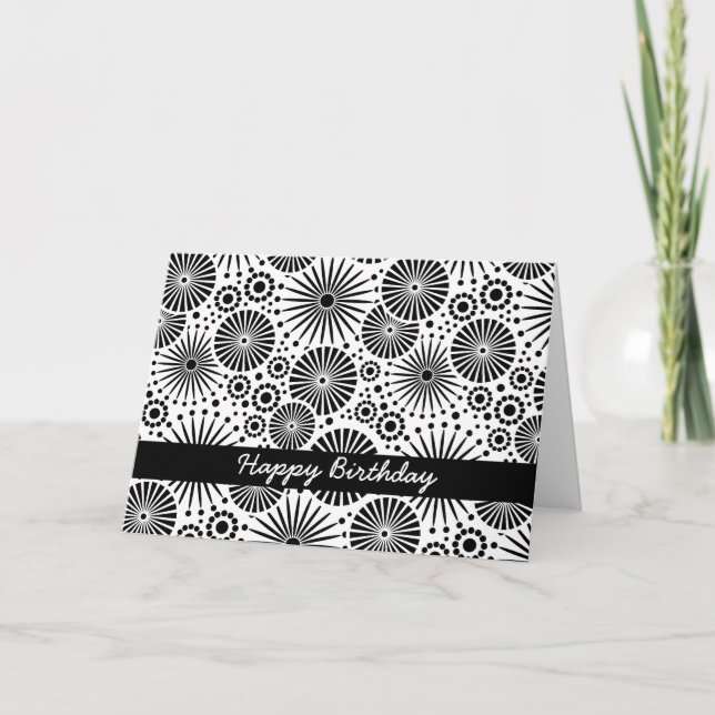 Cartão Beautiful retro black and white Birthday Card (Frente)