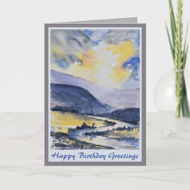 Cartão Beautiful Scenic Mountain Men's Birthday Card (Frente)