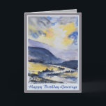 Cartão Beautiful Scenic Mountain Men's Birthday Card<br><div class="desc">Beautiful Scenic Mountain Men's Birthday Card.Handpainted watercolor abstract painting. For Him.</div>
