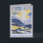 Cartão Beautiful Scenic Mountain Men's Birthday Card<br><div class="desc">Beautiful Scenic Mountain Men's Birthday Card.Handpainted watercolor abstract painting. For Him.</div>