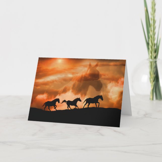Cartão Beautiful Spiritual Horse Sympathy Card with Poem (Frente)