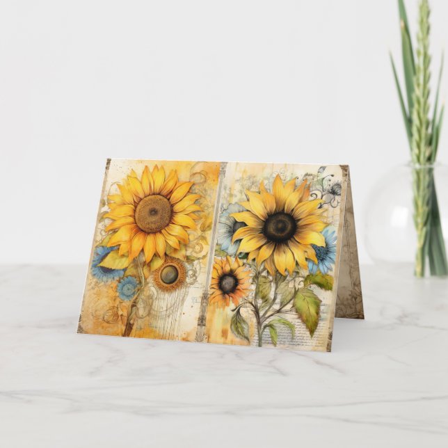 Cartão Beautiful sunflowers folded greeting card (Frente)