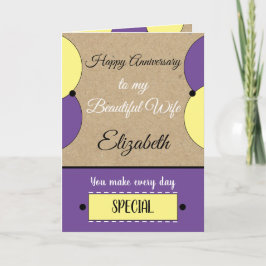 Cartão Beautiful Wife Anniversary purple rustic