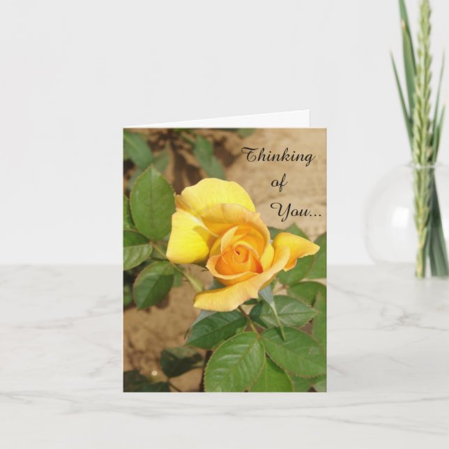 Cartão Beautiful Yellow Rose Thinking of You Card (Frente)