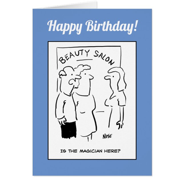 Cartão Beauty Salon Birthday - Marido pergunta por vMagis (Frente)