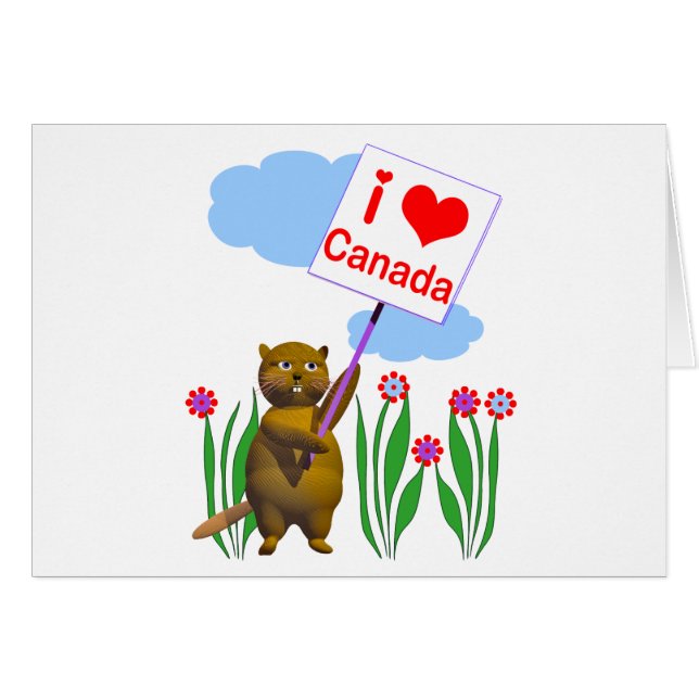Cartão Beaver Canadense ama a Placa do Canadá (Frente Horizontal)