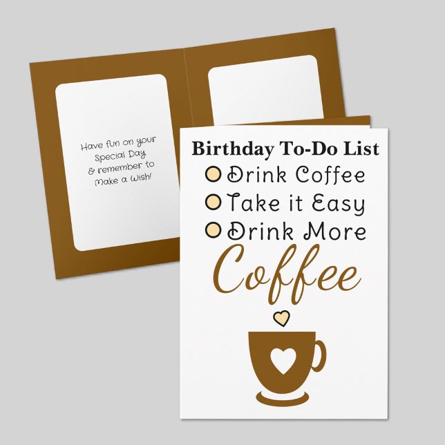 Cartão Beba mais café branco marrom aniversário (Criador carregado)