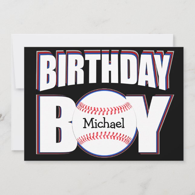 Cartão Beball Birthday Boy Custom Baseball Name (Frente)
