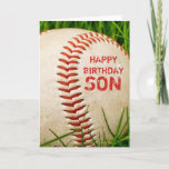 Cartão Beball Happy Birthday Son Card<br><div class="desc">Um beisebol na grama alta do verão com as palavras Feliz Aniversário Filho! Perfeito para seu filho favorito de fã de beisebol e totalmente personalizável para você personalizar como quiser!</div>