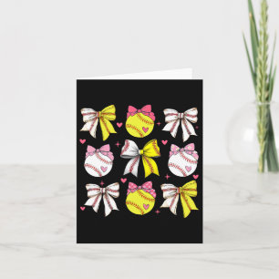 Cartão Beball Softball Coquette Game Day Heart Love
