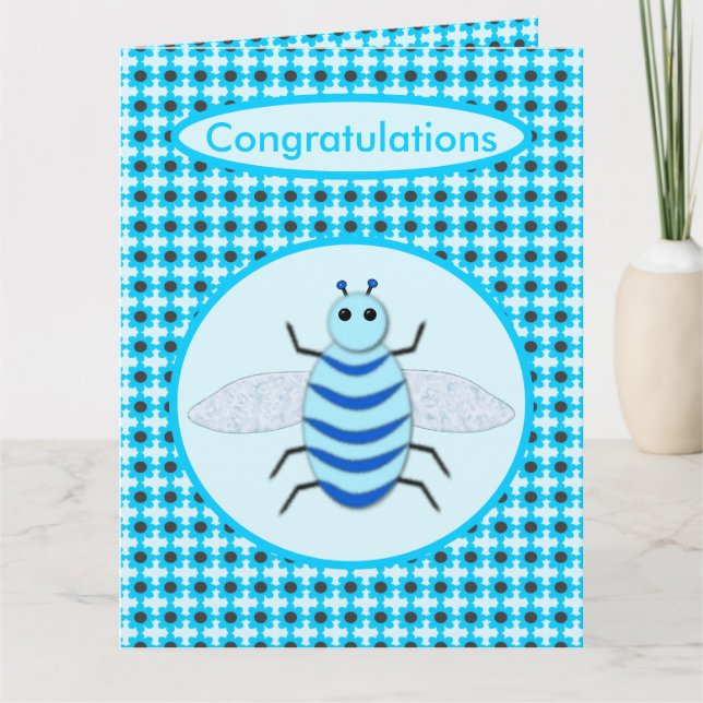 Cartão Bebê Azul, Bonito, Cujo Menino É Personalizado (Frente)