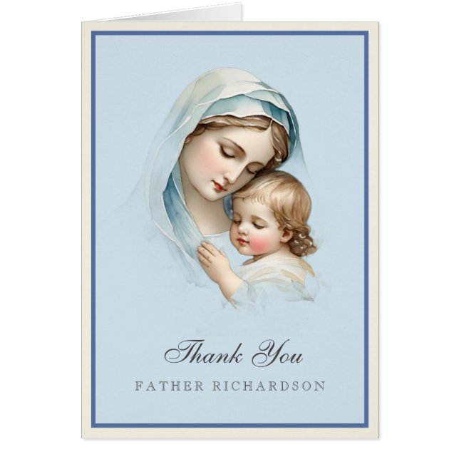 Cartão Bebê Batismal Obrigado pelo Padre (Frente)
