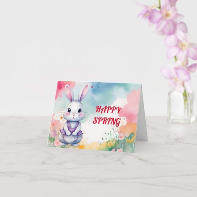 Cartão Bebê Bunny em Primavera (Orquídea)